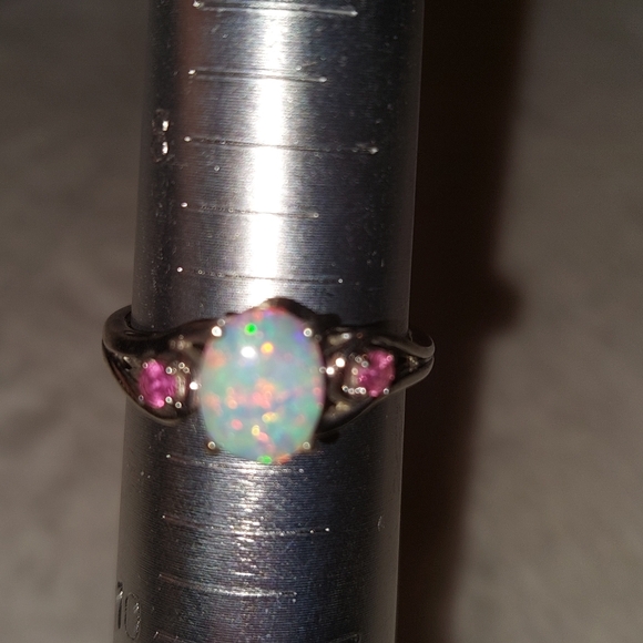 White Fire Egyptian Opal With Pink topaz 925 Sterling Silver - Picture 9 of 9